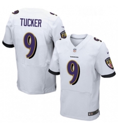 Mens Nike Baltimore Ravens 9 Justin Tucker Elite White NFL Jersey