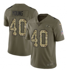 Nike Ravens 40 Kenny Young Olive Camo Salute To Service Limited Jersey