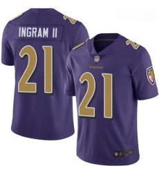 Ravens 21 Mark Ingram II Purple Men Stitched Football Limited Rush Jersey