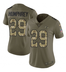 Nike Ravens #29 Marlon Humphrey Olive Camo Womens Stitched NFL Limited 2017 Salute to Service Jersey