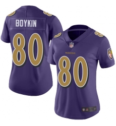 Ravens 80 Miles Boykin Purple Women Stitched Football Limited Rush Jersey