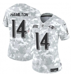 Women Baltimore Ravens 14 Kyle Hamilton 2024 F U S E Arctic Camo Salute To Service Limited Stitched Football Jersey