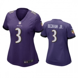 Women Baltimore Ravens 3 Odell Beckham Jr  Purple Football Jersey