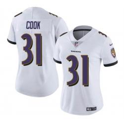 Women Baltimore Ravens 31 Dalvin Cook White Football Jersey