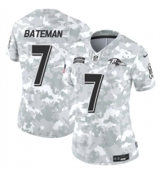 Women Baltimore Ravens 7 Rashod Bateman 2024 F U S E Arctic Camo Salute To Service Limited Stitched Football Jersey