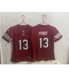 Youth Nike 49ers 13 Brock Purdy Red Throwback Vapor Limited Jersey