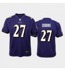 youth j.k. dobbins baltimore ravens purple game jersey 