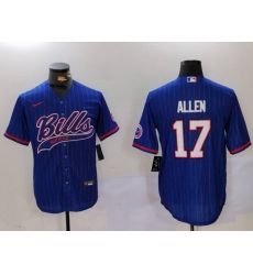 Men Buffalo Bills 17 Josh Allen Blue Team Cool Base Stitched Baseball Jersey 1