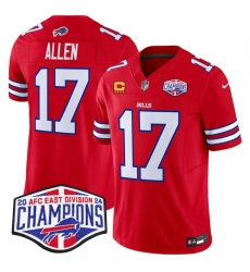 Men Buffalo Bills 17 Josh Allen Red F U S E  2024 AFC East Division Champions With 4 Star C Ptach Vapor Limited Stitched Football Jersey