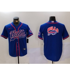 Men Buffalo Bills big logo Blue Team Cool Base Stitched Baseball Jersey