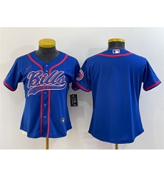 Women Buffalo Bills Blank Royal With Patch Cool Base Stitched Baseball Jersey