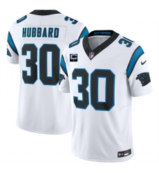 Men Carolina Panthers 30 Chuba Hubbard White 2026 F U S E 1 Star C Patch Vapor Limited Stitched Football Jersey Men Carolina Panthers 30 Chuba Hubbard White 2026 F U S E 1 Star C Patch Vapor Limited Stitched Football Jersey
