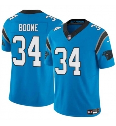 Men Carolina Panthers 34 Mike Boone Blue 2024 F U S E  Vapor Limited Stitched Football Jersey