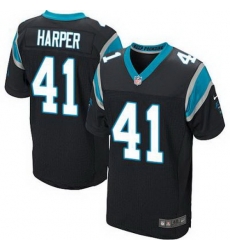 Nike Panthers #41 Roman Harper Black Team Color Mens Stitched NFL Elite Jersey