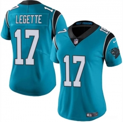 Women Carolina Panthers 17 Xavier Legette Blue Vapor Stitched Jersey