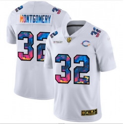 Chicago Bears 32 David Montgomery Men White Nike Multi Color 2020 NFL Crucial Catch Limited NFL Jersey