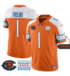 Men Chicago Bears 1 Justin Fields Orange Alternate City Edition F U S E With Chicago Flag Vapor Untouchable Limited Stitched Football Jersey Men Chicago Bears 1 Justin Fields Orange Alternate City Edition F U S E With Chicago Flag Vapor Untouchable Limited Stitched Football Jersey