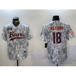 Men Chicago Bears 18 Caleb Williams 2024 Arctic Camo Salute To Service Stitched Baseball Jersey