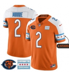 Men Chicago Bears  2 D J  Moore Orange Alternate City Edition F U S E  With Chicago Flag Vapor Untouchable Limited Stitched Football Jersey
