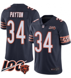 Men Chicago Bears 34 Walter Payton Navy Blue Team Color 100th Season Limited Football Jersey