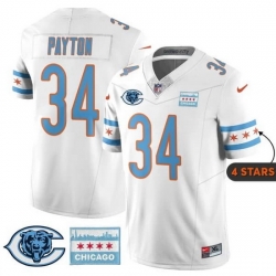 Men Chicago Bears  34 Walter Payton White City Edition F U S E  With Chicago Flag Vapor Untouchable Limited Stitched Football Jersey