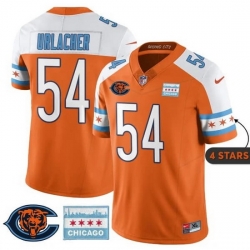 Men Chicago Bears  54 Brian Urlacher Orange Alternate City Edition F U S E  With Chicago Flag Vapor Untouchable Limited Stitched Football Jersey