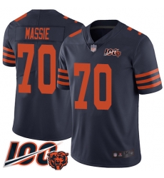 Men Chicago Bears 70 Bobby Massie Limited Navy Blue Rush Vapor Untouchable 100th Season Football Jersey 