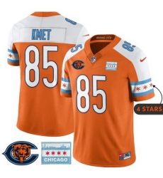 Men Chicago Bears  85 Cole Kmet Orange Alternate City Edition F U S E  With Chicago Flag Vapor Untouchable Limited Stitched Football Jersey