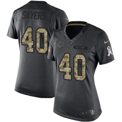 Nike Bears #40 Gale Sayers Black Womens Stitched NFL Limited 2016 Salute to Service Jersey