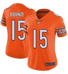Women Chicago Bears 15 Rome Odunze Orange Vapor Stitched Jersey Women Chicago Bears 15 Rome Odunze Orange Vapor Stitched Jersey