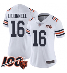 Women Chicago Bears 16 Pat ODonnell White 100th Season Limited Football Jersey