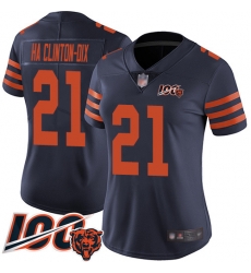 Women Chicago Bears 21 Ha Ha ClintonDix Limited Navy Blue Rush Vapor Untouchable 100th Season Football Jersey