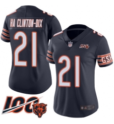 Women Chicago Bears 21 Ha Ha ClintonDix Navy Blue Team Color 100th Season Limited Football Jersey