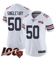 Women Chicago Bears 50 Mike Singletary White 100th Season Limited Football Jersey