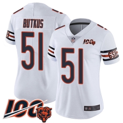 Women Chicago Bears 51 Dick Butkus White Vapor Untouchable Limited Player 100th Season Football Jersey