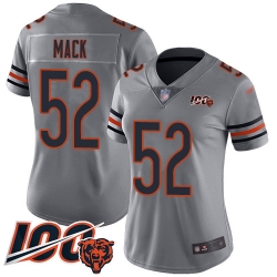 Women Chicago Bears 52 Khalil Mack Limited Silver Inverted Legend 100th Season Football Jersey