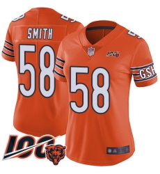 Women Chicago Bears 58 Roquan Smith Orange Alternate 100th Season Limited Football Jersey