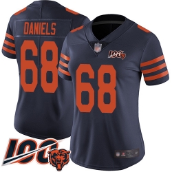 Women Chicago Bears 68 James Daniels Limited Navy Blue Rush Vapor Untouchable 100th Season Football Jersey