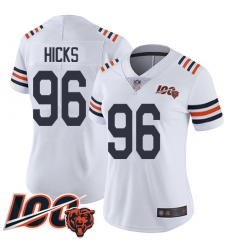 Women Chicago Bears 96 Akiem Hicks White 100th Season Limited Football Jersey