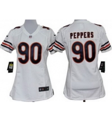 Women Nike Chicago Bears 90# Julius Peppers White Nike NFL Jerseys