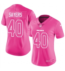 Womens Nike Bears #40 Gale Sayers Pink  Stitched NFL Limited Rush Fashion Jersey