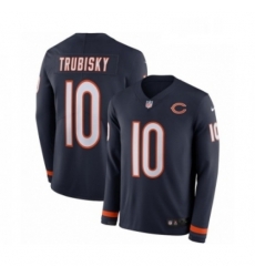 Youth Nike Chicago Bears 10 Mitchell Trubisky Limited Navy Blue Therma Long Sleeve NFL Jersey