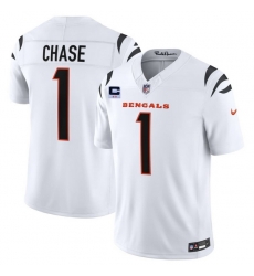 Men Cincinnati Bengals  1 Ja Marr Chase White 2026 F U S E  2 Star C Patch Vapor Untouchable Limited Stitched Football Jersey