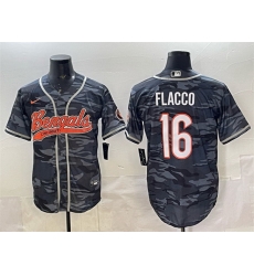 Men Cincinnati Bengals 16 Joe Flacco Grey Camo With Patch Cool Base Stitched Baseball Jersey Men Cincinnati Bengals 16 Joe Flacco Grey Camo With Patch Cool Base Stitched Baseball Jersey