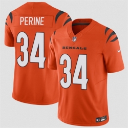 Men Cincinnati Bengals 34 Samaje Perine Orange 2025 F U S E  Vapor Untouchable Limited Stitched Football Jersey