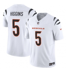 Men Cincinnati Bengals 5 Tee Higgins White F U S E  Vapor Untouchable Limited Stitched Jersey