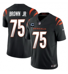 Men Cincinnati Bengals 75 Orlando Brown Jr Black 2025 F U S E  With 2 Star C Patch Vapor Untouchable Limited Stitched Football Jersey