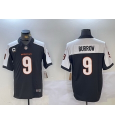 Men Cincinnati Bengals 9 Joe Burrow 2024 F U S E Arctic Black Limited Stitched Football jerseys