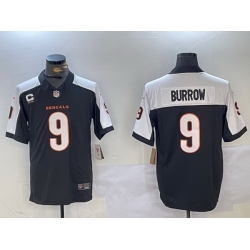 Men Cincinnati Bengals 9 Joe Burrow 2024 F U S E Arctic Black Limited Stitched Football jerseys