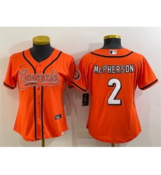 Women Cincinnati Bengals 2 Evan McPherson Orange With Patch Cool Base Stitched Baseball Jersey Women Cincinnati Bengals 2 Evan McPherson Orange With Patch Cool Base Stitched Baseball Jersey